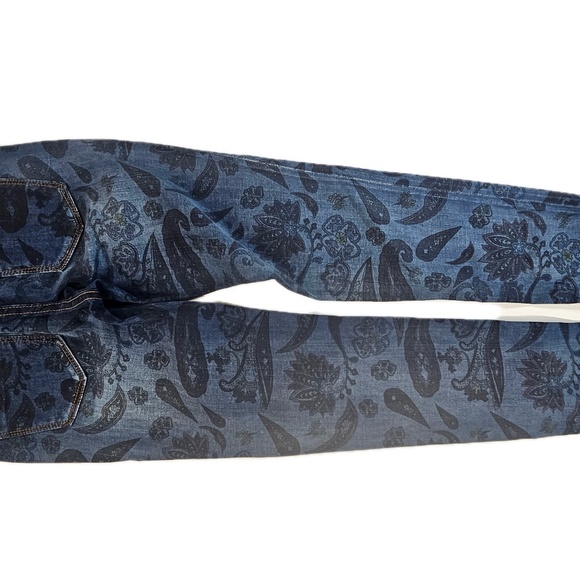 Vigoss Studio Floral Print Jeans Womens 26 Blue Denim Paisley Design Boho Skinny - Picture 7 of 11